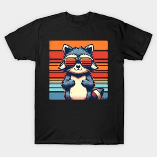 Cool Retro Raccoon in Sunglasses 70s 80s 90s Funny Raccoon T-Shirt